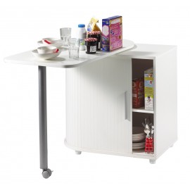 Compact storage cabinet with rotating top table, white, plain or printed