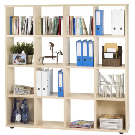 Rayonnage 16 cases cubiques erable