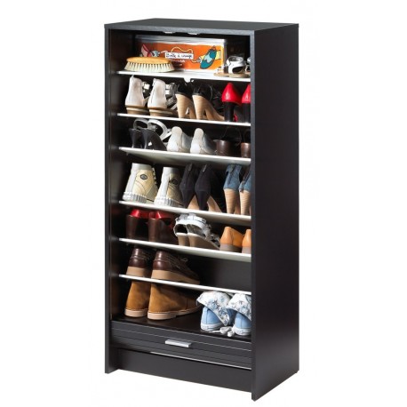 Meuble à chaussures noir avec rideau imprimé