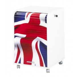 Office shutter storage trolley, white, 2 drawers