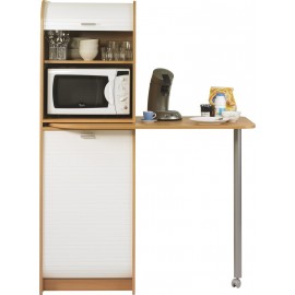 Kitchen storage cabinet with pivoting table 90°, 2 roller-shutters