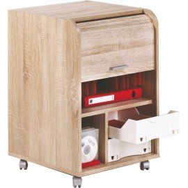 Office shutter storage trolley, oak, 2 drawers