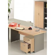 Pack Desk 140 + Pedestal 2 drawers + Tall office cupboard Winch Beech Alu