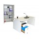 Pack Bureau 160 + Caisson 2 Tiroirs + Armoire Blanc INEO