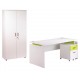 Pack Bureau 160 + Caisson 2 Tiroirs + Armoire Blanc Anis INEO