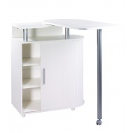 Kitchen island with rotating table 360° white + white roller-shutter