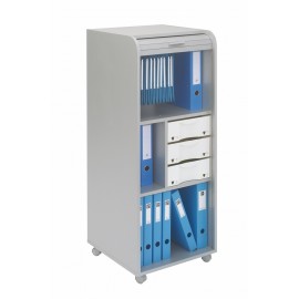 Large office shutter storage trolley, alu, 3 drawers