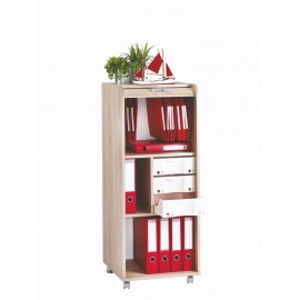 Large office shutter storage trolley, oak, 3 drawers