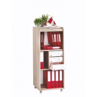 Large office shutter storage trolley, oak, 3 drawers