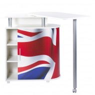 Kitchen island with rotating table 360° white + Union jack flag
