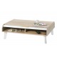 Table Basse Vintage Chêne 2 Rideaux Pieds Blancs