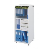 Large office shutter storage trolley, white, 3 drawers