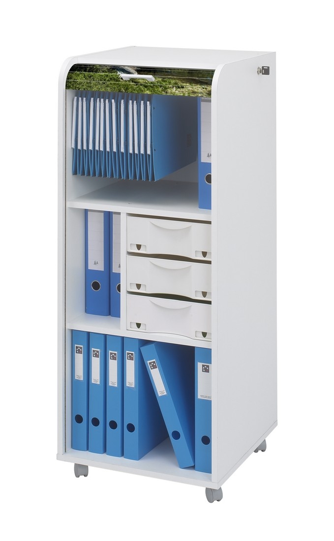 postzegel Presentator Dwingend Large office shutter storage trolley, white, 3 drawers - SIMMOB