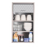 Meuble Cuisine L 40 cm x H 72 cm Coloris Alu Rideau Imprimé Hexagones