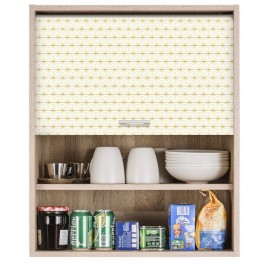 Meuble Cuisine L 60 cm x H 72 cm Coloris Chêne Rideau Imprimé Etoiles