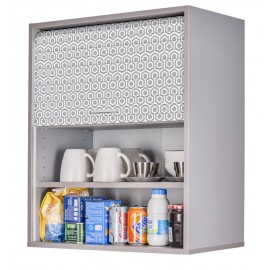 Meuble Cuisine L 60 cm x H 72 cm Coloris Alu Rideau Imprimé Hexagones