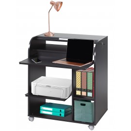 Bureau Informatique Noir à roulettes