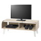 Meuble TV Vintage Chêne 1 Rideau Pieds Blanc